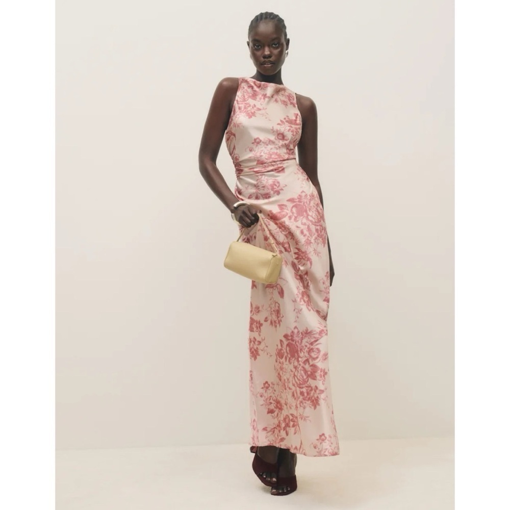 NWT Reformation Anaiis Silk Maxi Dress Cameo Rose Floral Print 10